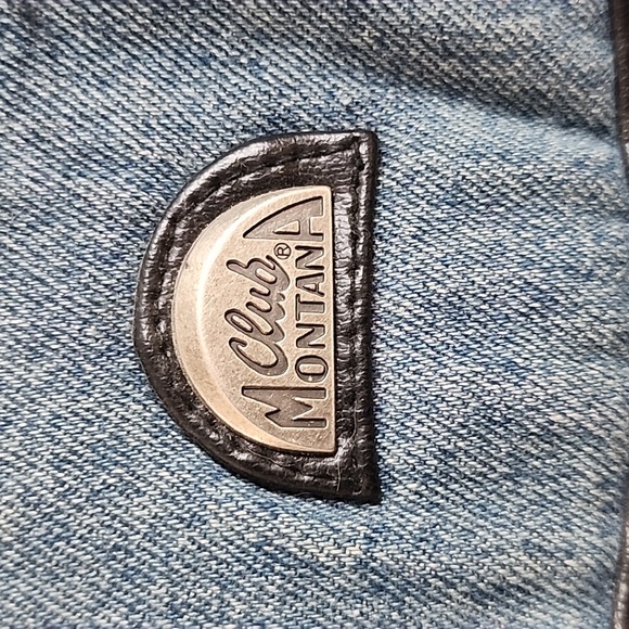 Club Montana Distressed Denim Large Drawstring Backpack - Picture 15 of 16